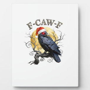Funny Kraai F-Caw-F Vogel Gotische Kerstman Hoed Fotoplaat