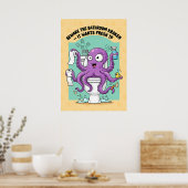 Funny Kraken Bathroom Poster (Keuken)