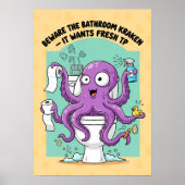 Funny Kraken Bathroom Poster (Voorkant)