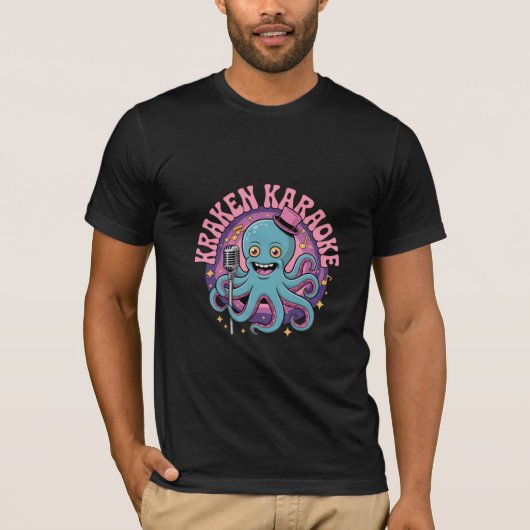 Funny Kraken Karaoke Octopus T-shirt (Voorkant)