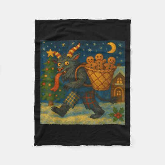 Funny Krampus Gingerbread Night Festive Creepy Hol Fleece Deken (Voorkant)