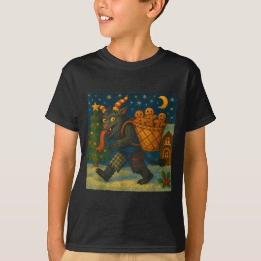 Funny Krampus Gingerbread Night Festive Creepy Hol T-shirt (Voorkant)