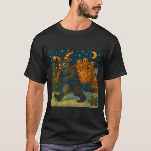 Funny Krampus Gingerbread Night Festive Creepy Hol T-shirt (Voorkant)