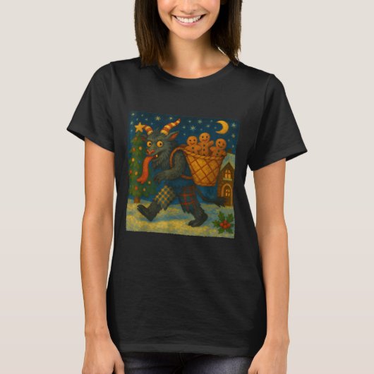 Funny Krampus Gingerbread Night Festive Creepy Hol T-shirt (Voorkant)