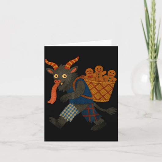 Funny Krampus Gingerbread Yarn Art Creepy Holiday  Kaart (Voorkant)