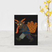 Funny Krampus Gingerbread Yarn Art Creepy Holiday  Kaart (Gele Bloem)