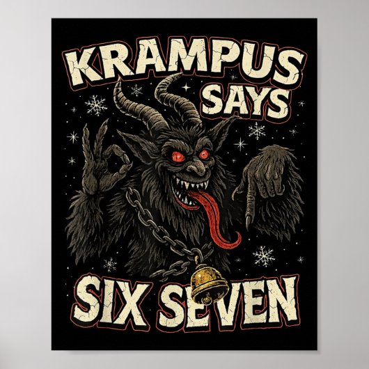 Funny Krampus Says Six Seven 6 7 Meme Christmas Ho Poster (Voorkant)