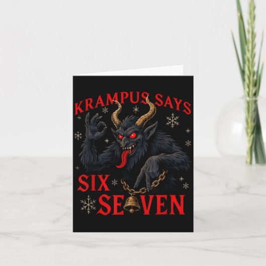Funny Krampus Says Six Seven 6 7 Meme Christmas Xm Kaart (Voorkant)