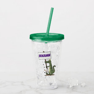 Funny krokodillenuitlijker met gebarentaal cartoon acryl drinkbeker