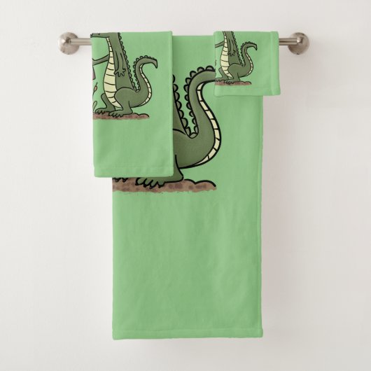 Funny krokodillenuitlijker met gebarentaal cartoon bad handdoek (Insitu)