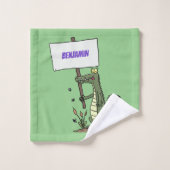 Funny krokodillenuitlijker met gebarentaal cartoon bad handdoek (Wasdoekje)