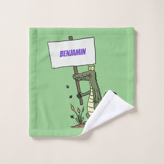 Funny krokodillenuitlijker met gebarentaal cartoon bad handdoek (Wasdoekje)