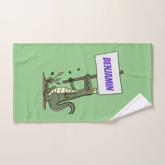 Funny krokodillenuitlijker met gebarentaal cartoon bad handdoek (Handdoek)