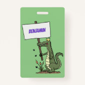 Funny krokodillenuitlijker met gebarentaal cartoon badge (Achterkant)