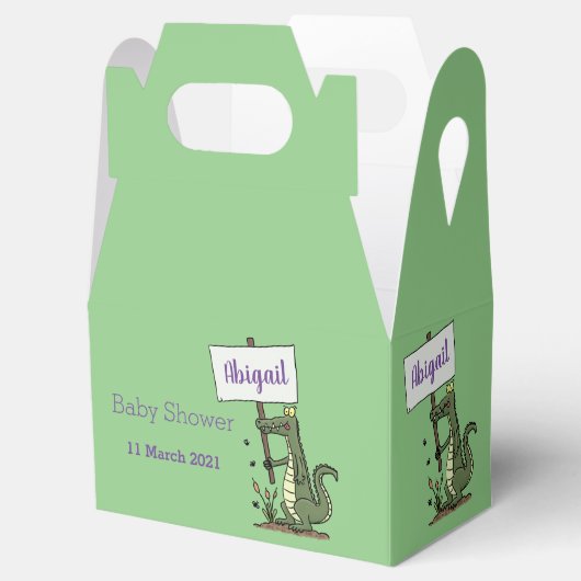 Funny krokodillenuitlijker met gebarentaal cartoon bedankdoosjes (Geopend)