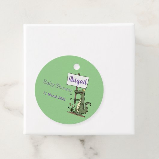 Funny krokodillenuitlijker met gebarentaal cartoon bedankjes labels (In situ)