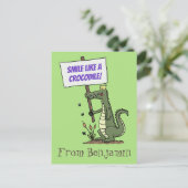 Funny krokodillenuitlijker met gebarentaal cartoon briefkaart (Staand voorkant)