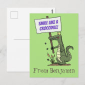 Funny krokodillenuitlijker met gebarentaal cartoon briefkaart (Voorkant / Achterkant)