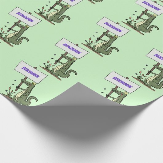 Funny krokodillenuitlijker met gebarentaal cartoon cadeaupapier (Hoek)