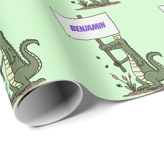 Funny krokodillenuitlijker met gebarentaal cartoon cadeaupapier (Rol Hoek)