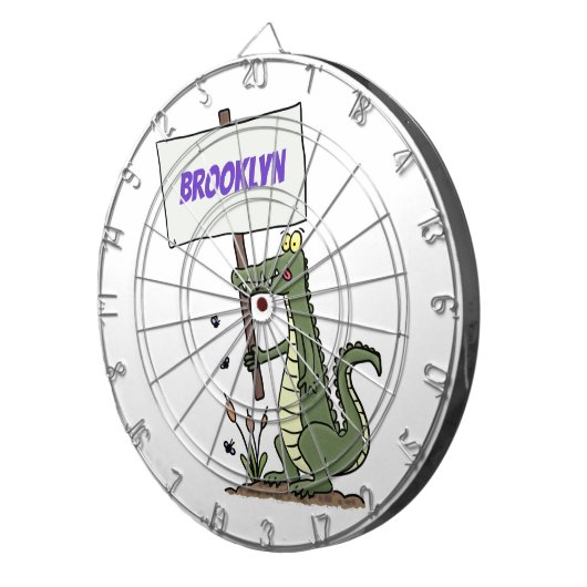 Funny krokodillenuitlijker met gebarentaal cartoon dartbord (Voorkant Rechts)