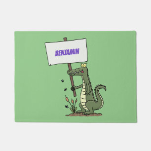 Funny krokodillenuitlijker met gebarentaal cartoon deurmat