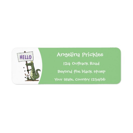 Funny krokodillenuitlijker met gebarentaal cartoon etiket (Voorkant)