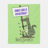 Funny krokodillenuitlijker met gebarentaal cartoon fleece deken (Voorkant)