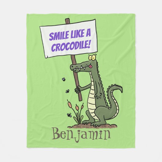 Funny krokodillenuitlijker met gebarentaal cartoon fleece deken (Voorkant)
