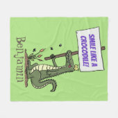 Funny krokodillenuitlijker met gebarentaal cartoon fleece deken (Voorkant (Horizontaal))