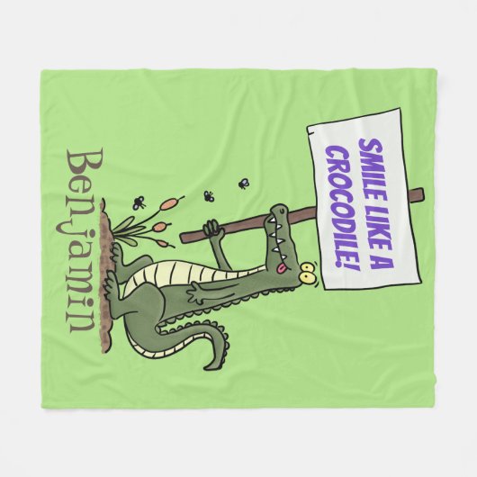 Funny krokodillenuitlijker met gebarentaal cartoon fleece deken (Voorkant (Horizontaal))