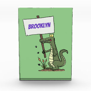Funny krokodillenuitlijker met gebarentaal cartoon fotoblokken