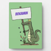 Funny krokodillenuitlijker met gebarentaal cartoon fotoplaat (voorkant)