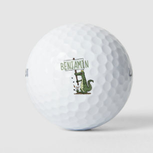 Funny krokodillenuitlijker met gebarentaal cartoon golfballen