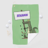 Funny krokodillenuitlijker met gebarentaal cartoon golfhanddoek (Insitu)