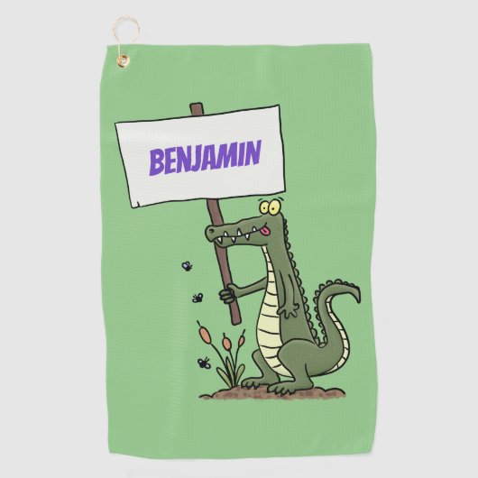 Funny krokodillenuitlijker met gebarentaal cartoon golfhanddoek (Voorkant)