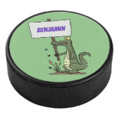 Funny krokodillenuitlijker met gebarentaal cartoon hockey puck (3/4)