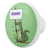 Funny krokodillenuitlijker met gebarentaal cartoon keramische knop (Rechts)