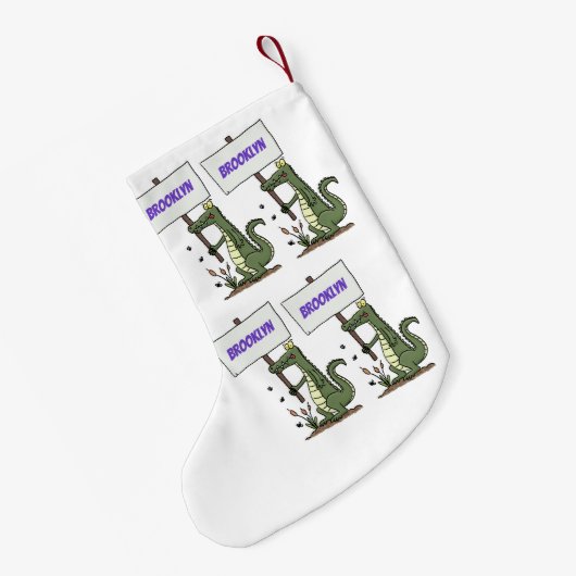 Funny krokodillenuitlijker met gebarentaal cartoon kleine kerstsok (Achterkant (Hangend))