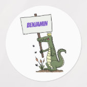 Funny krokodillenuitlijker met gebarentaal cartoon labels (Design 2)