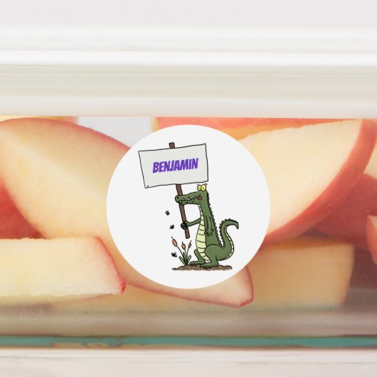 Funny krokodillenuitlijker met gebarentaal cartoon labels (Aangebracht)