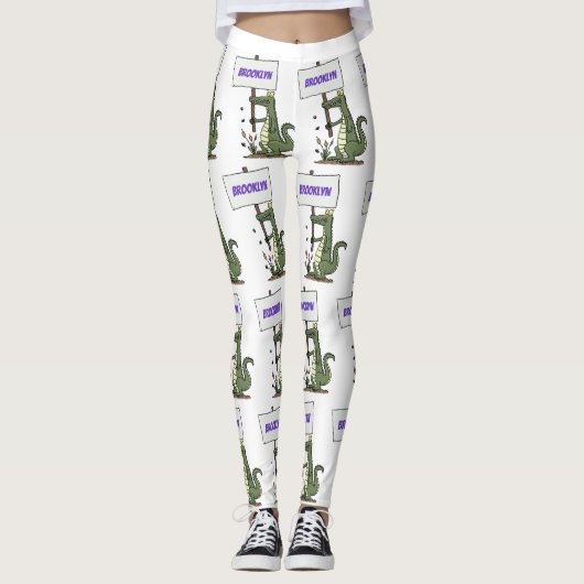 Funny krokodillenuitlijker met gebarentaal cartoon leggings (Voorkant)