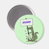 Funny krokodillenuitlijker met gebarentaal cartoon magneet (Voorkant / Achterkant)