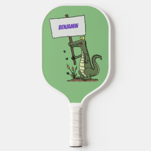 Funny krokodillenuitlijker met gebarentaal cartoon pickleball paddle