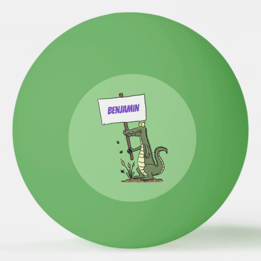 Funny krokodillenuitlijker met gebarentaal cartoon pingpongbal (Voorkant)