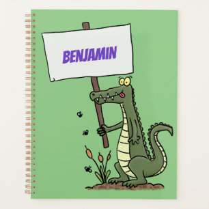 Funny krokodillenuitlijker met gebarentaal cartoon planner