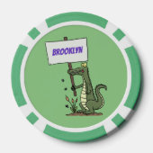 Funny krokodillenuitlijker met gebarentaal cartoon poker chips (Achterkant)