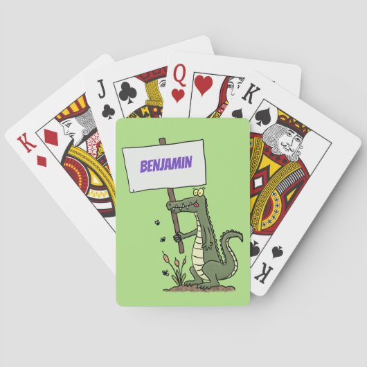 Funny krokodillenuitlijker met gebarentaal cartoon pokerkaarten (Achterkant)