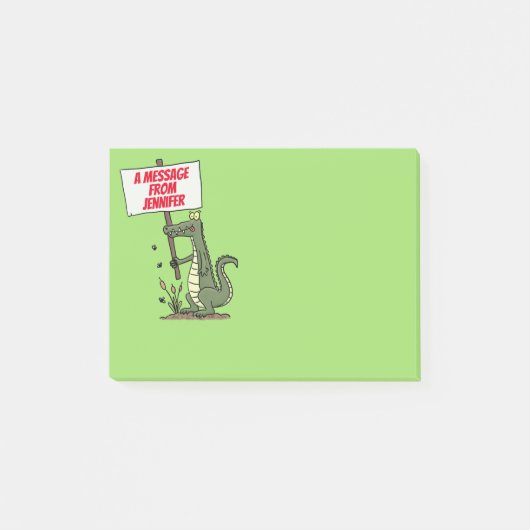 Funny krokodillenuitlijker met gebarentaal cartoon post-it® notes (Voorkant)