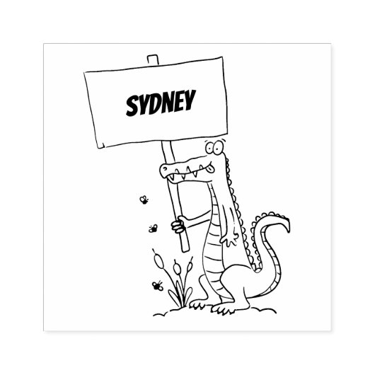 Funny krokodillenuitlijker met gebarentaal cartoon rubberstempel (Afrduk)